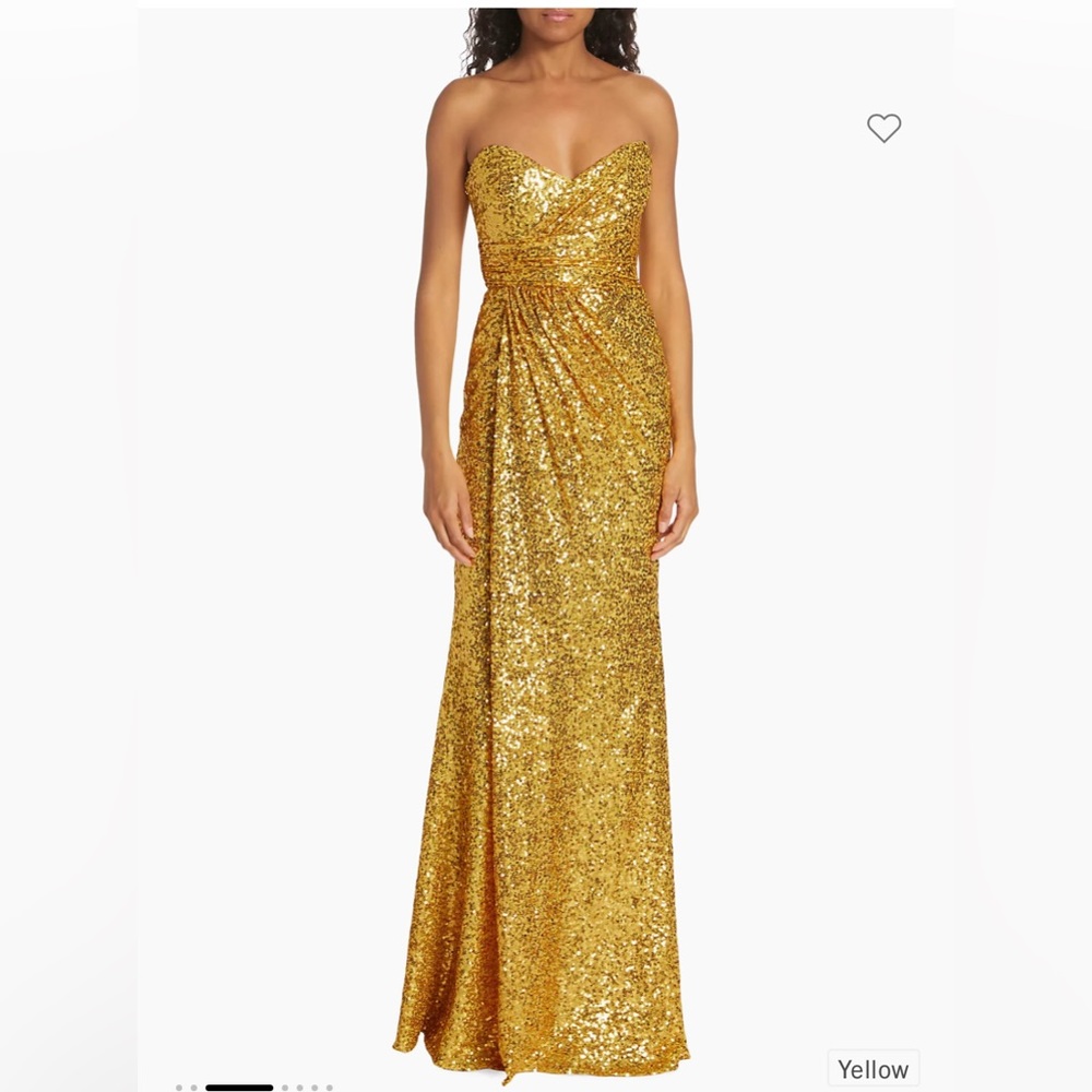 Badgley Mischka
Sequined Strapless Draped Gown